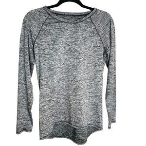 Climate Right by Cuddle Duds Grey Marled Knit Long Sleeve Athleisure Top Size M